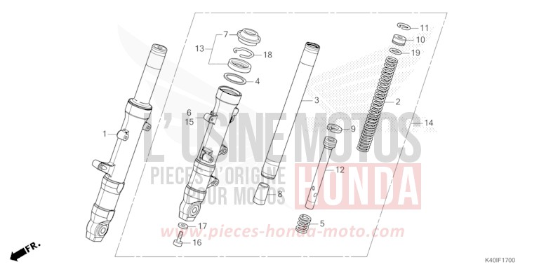 FRONT FORK for Forza 125 MAT CYNOS GRAY METALLIC (NH312) from 2021